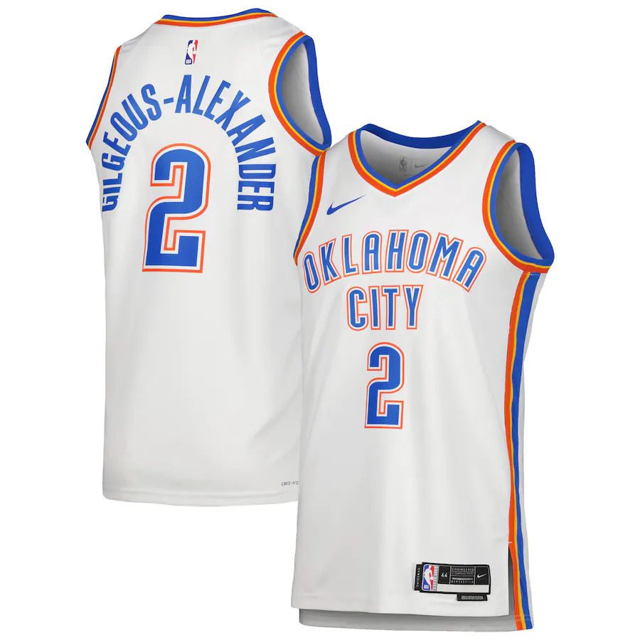Men Oklahoma City Thunder #2 Shai Gilgeous-Alexander Nike White Association Edition 2022-23 Swingman NBA Jersey->oklahoma city thunder->NBA Jersey